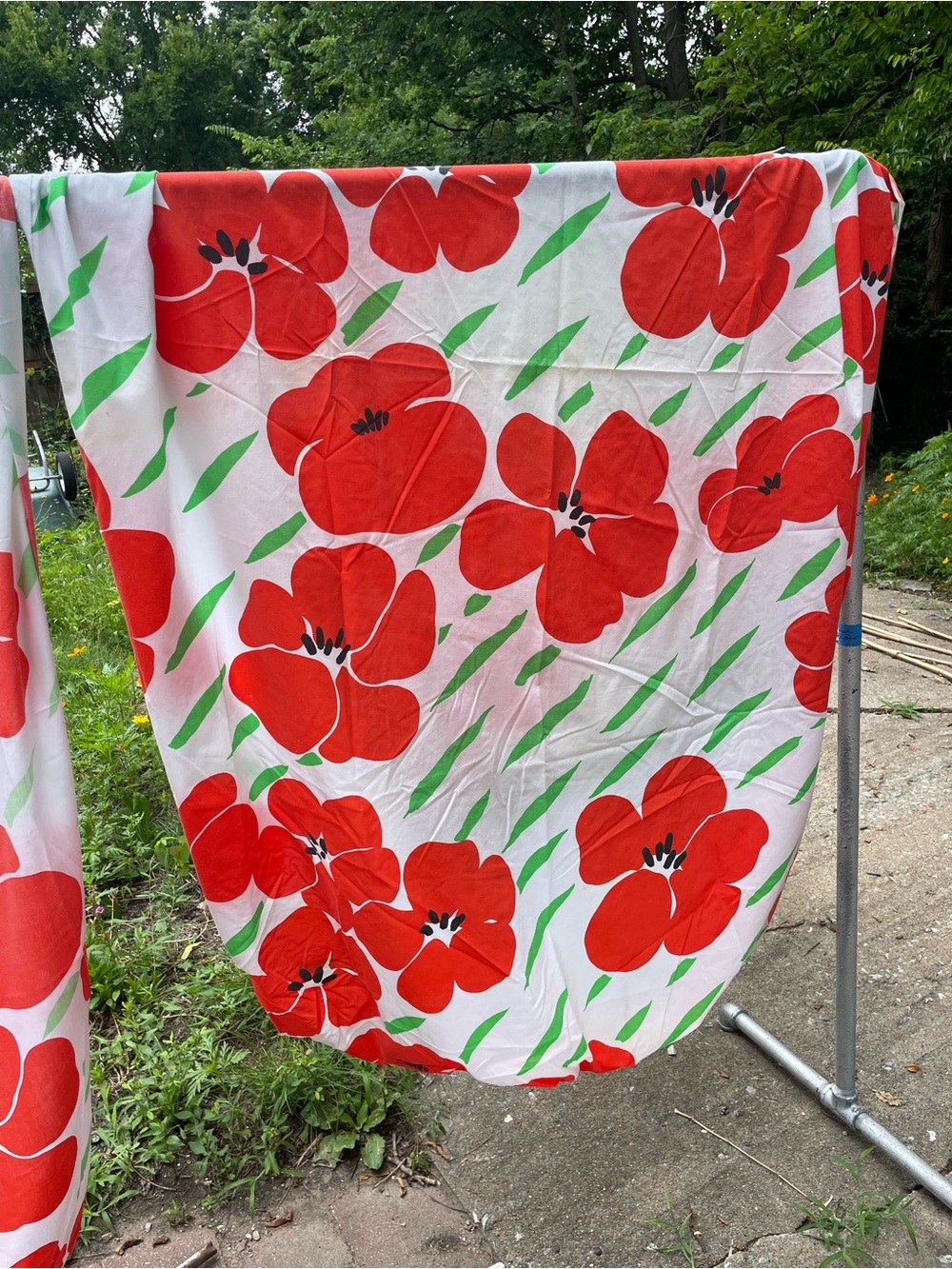 Floral Red Poppy Print Sheet - Bright Red